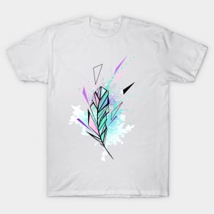 Polygonal Feather with Watercolor T-Shirt